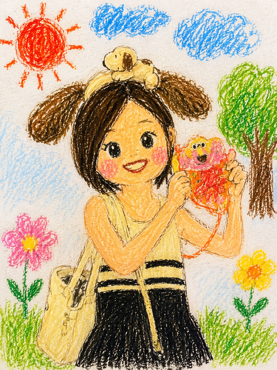向日葵 クレヨンイラスト1