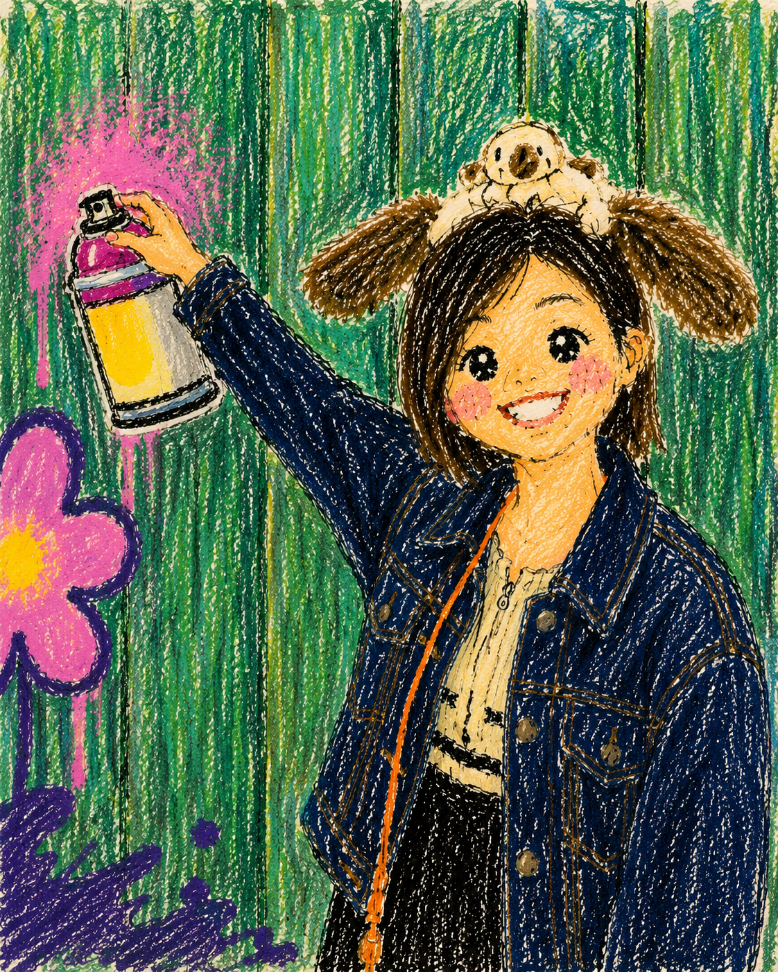 向日葵 クレヨンイラスト4